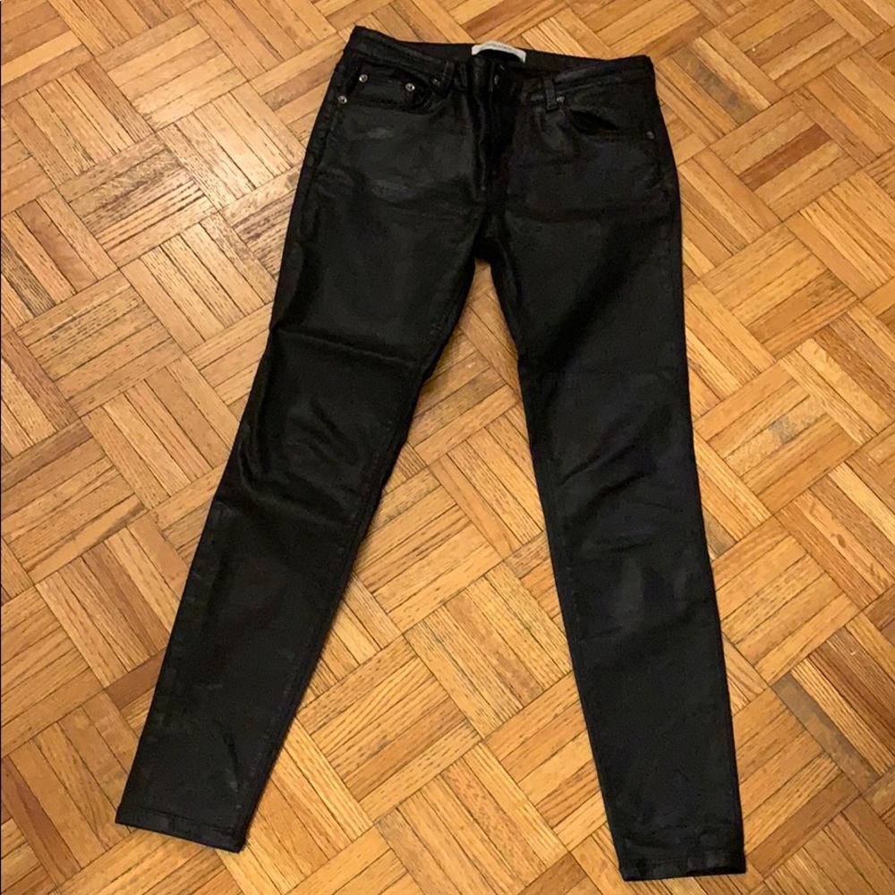Zara US 4 coated black pants